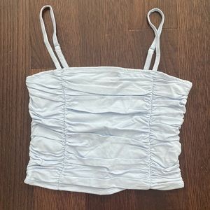 Light blue ruched crop top